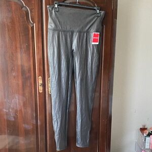 SPANX Dark Gray Faux leather High-Waisted Leggings